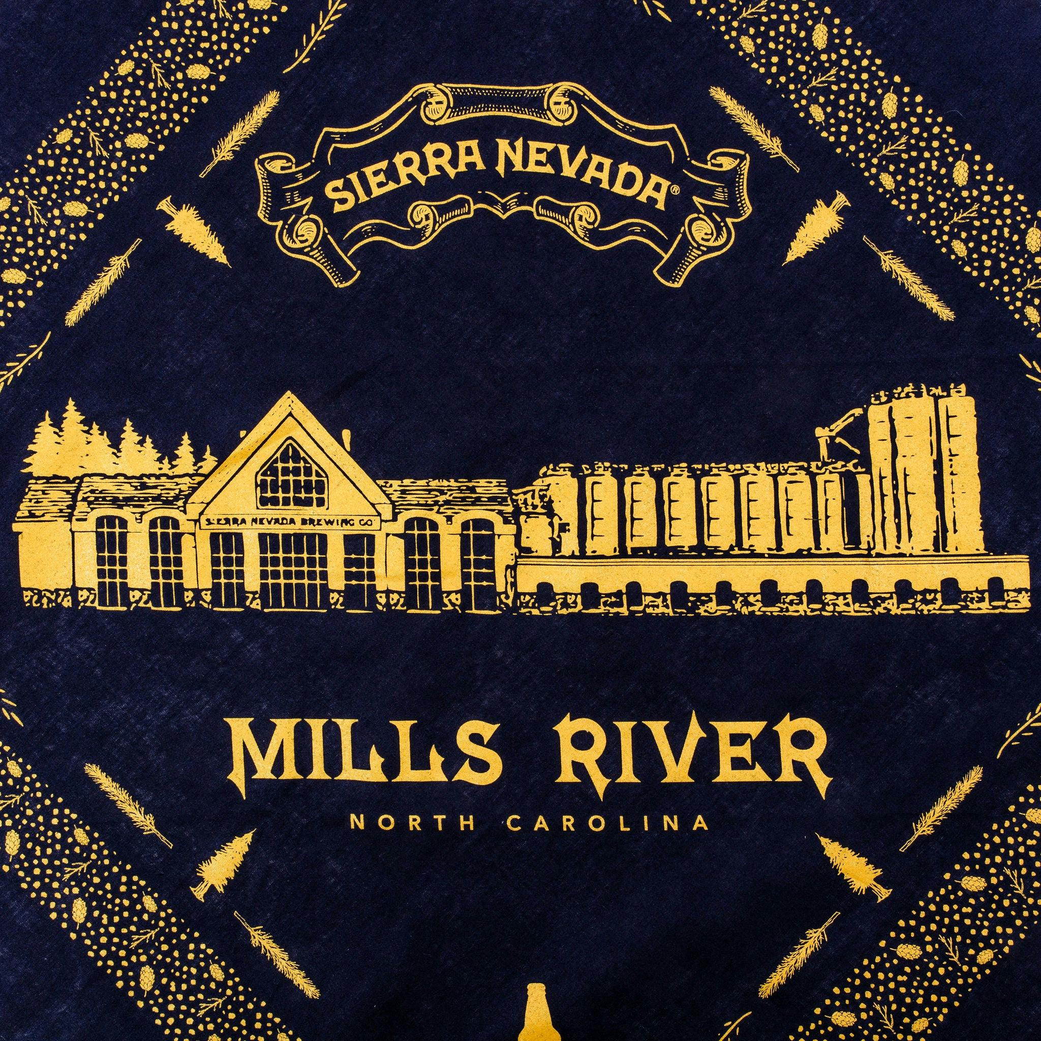Mills River printed bandana detail shot