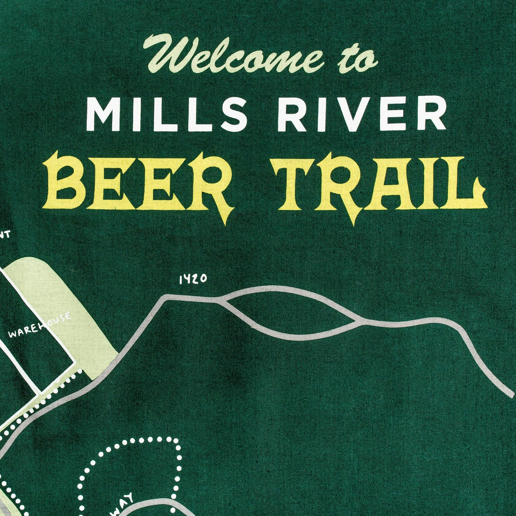 Sierra Nevada Mills River Trail Map Bandana - up close view of Beer Trail printed pattern