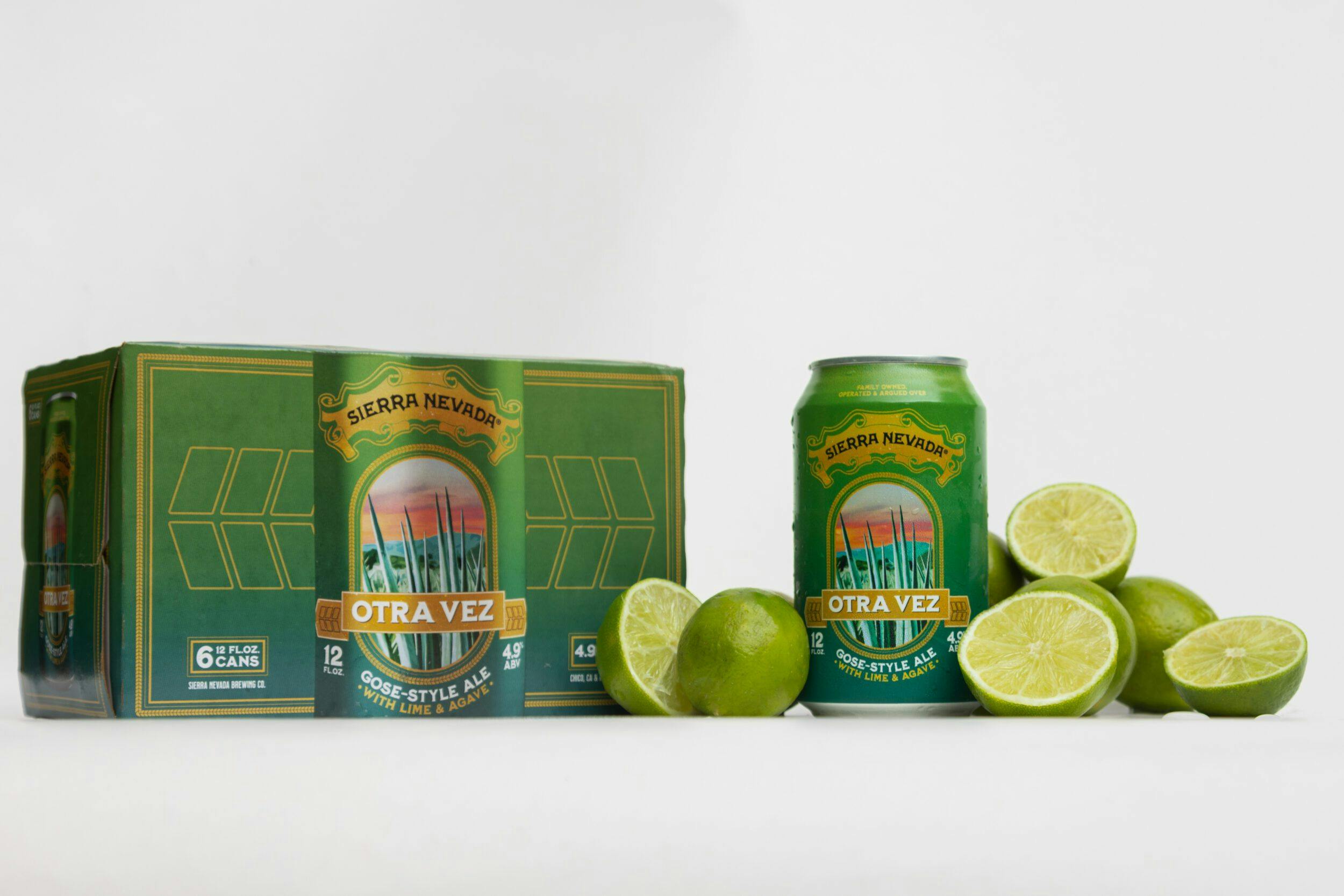 Otra Vez can and 6-pack with limes and agave