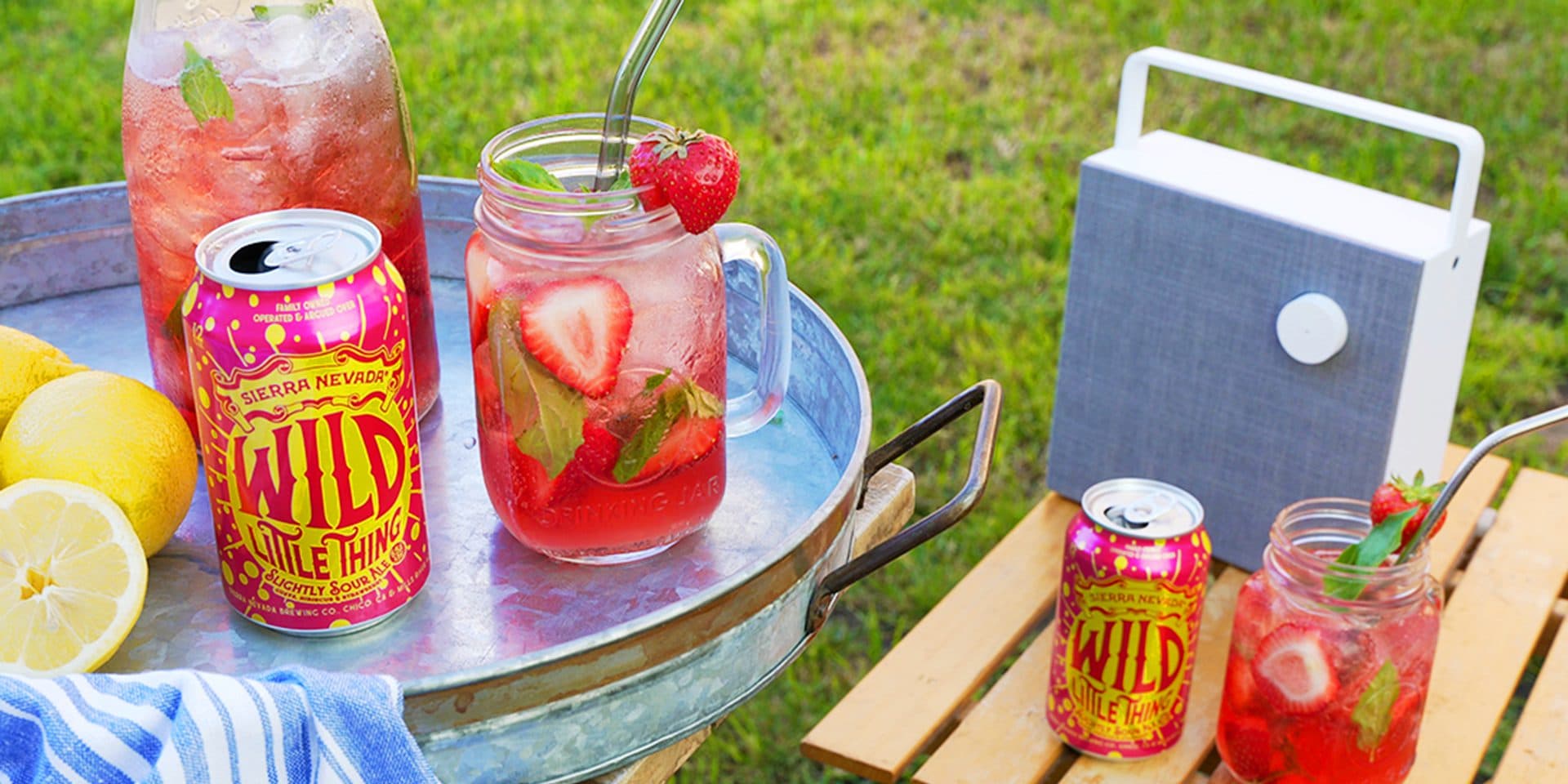 Strawberry lemonade picnic with Wild Little Thing beer 