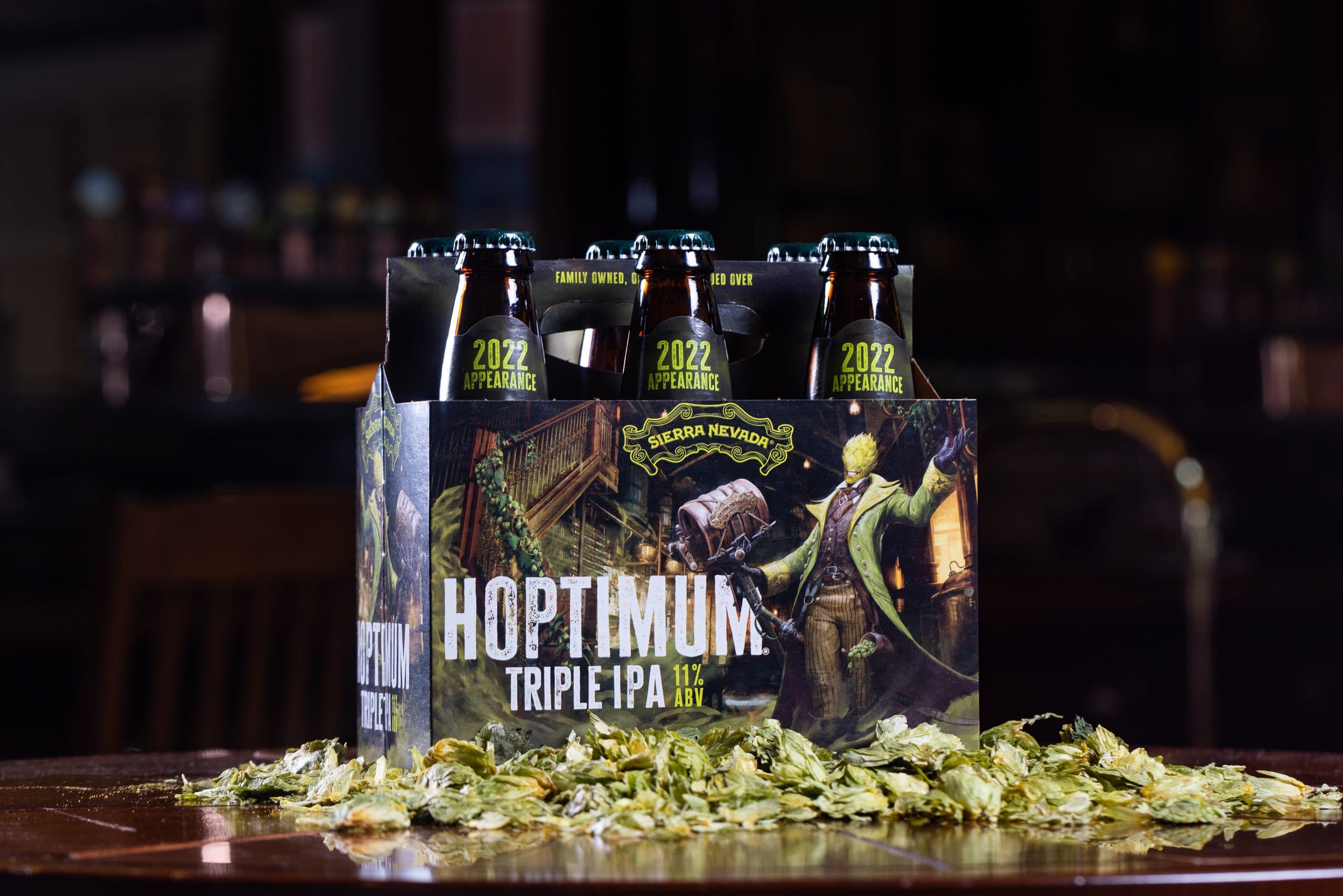 Hoptimum Triple IPA beer pack on hops