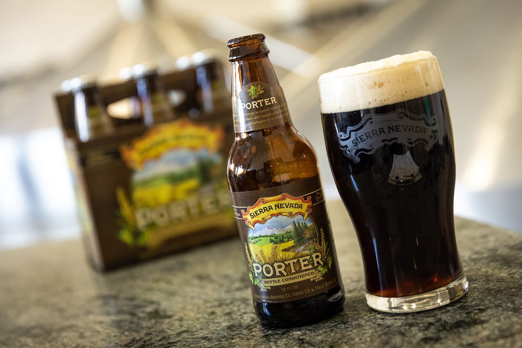 Holiday lights illuminate a Sierra Nevada Celebration IPA sweatshirt