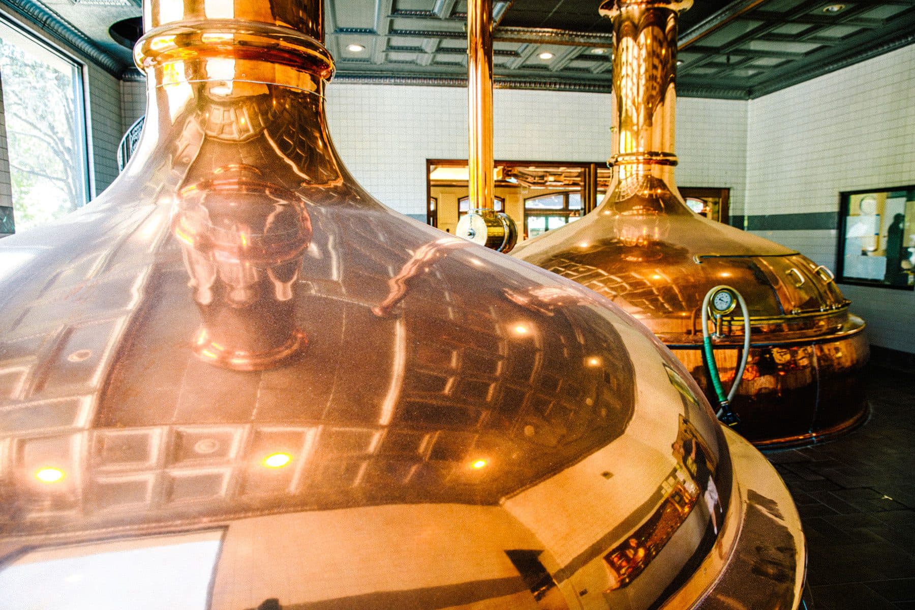 Copper brew kettles at Sierra Nevada Brewing Co.