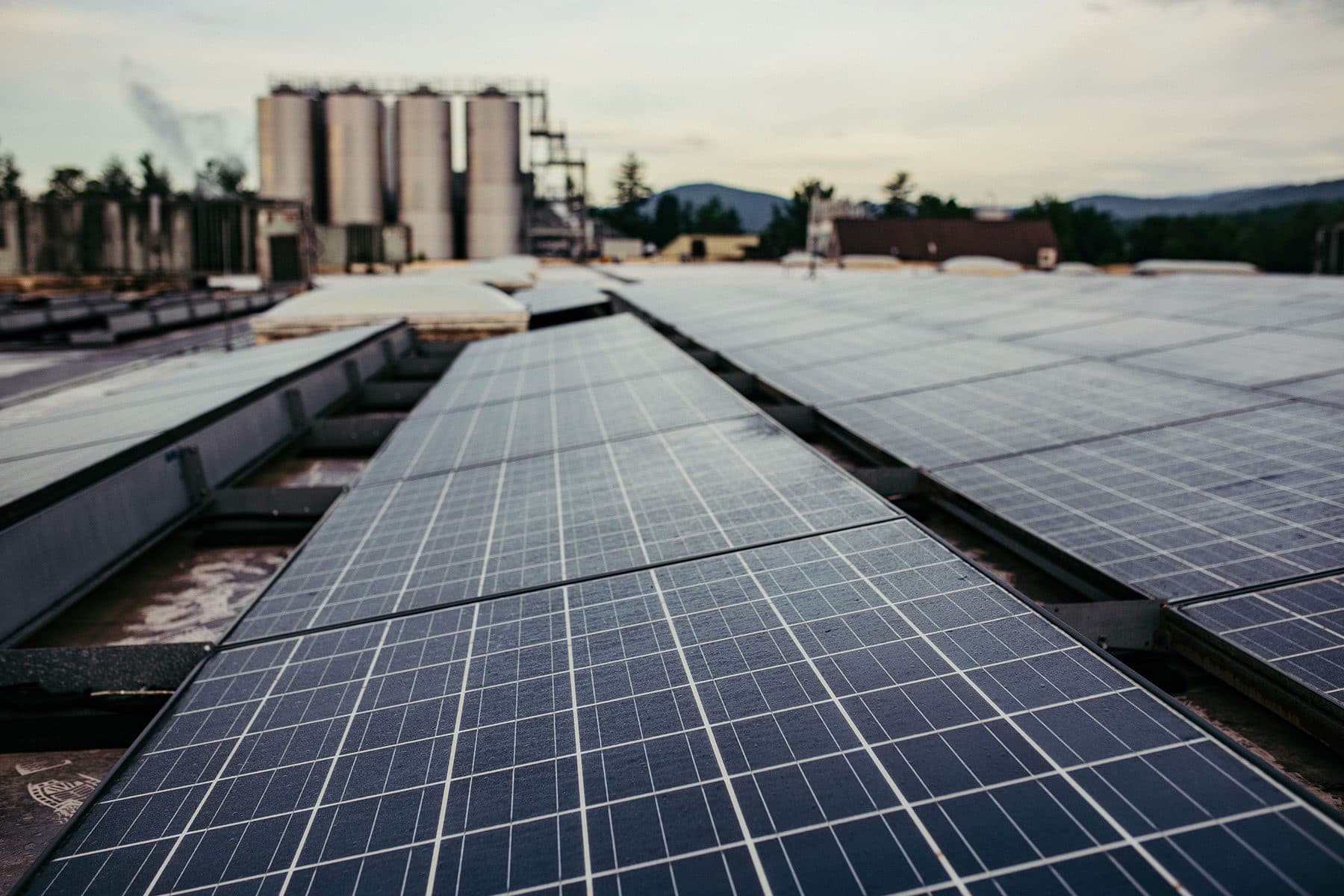 Solar panels on the rooftop of Sierra Nevada Brewing Co. 