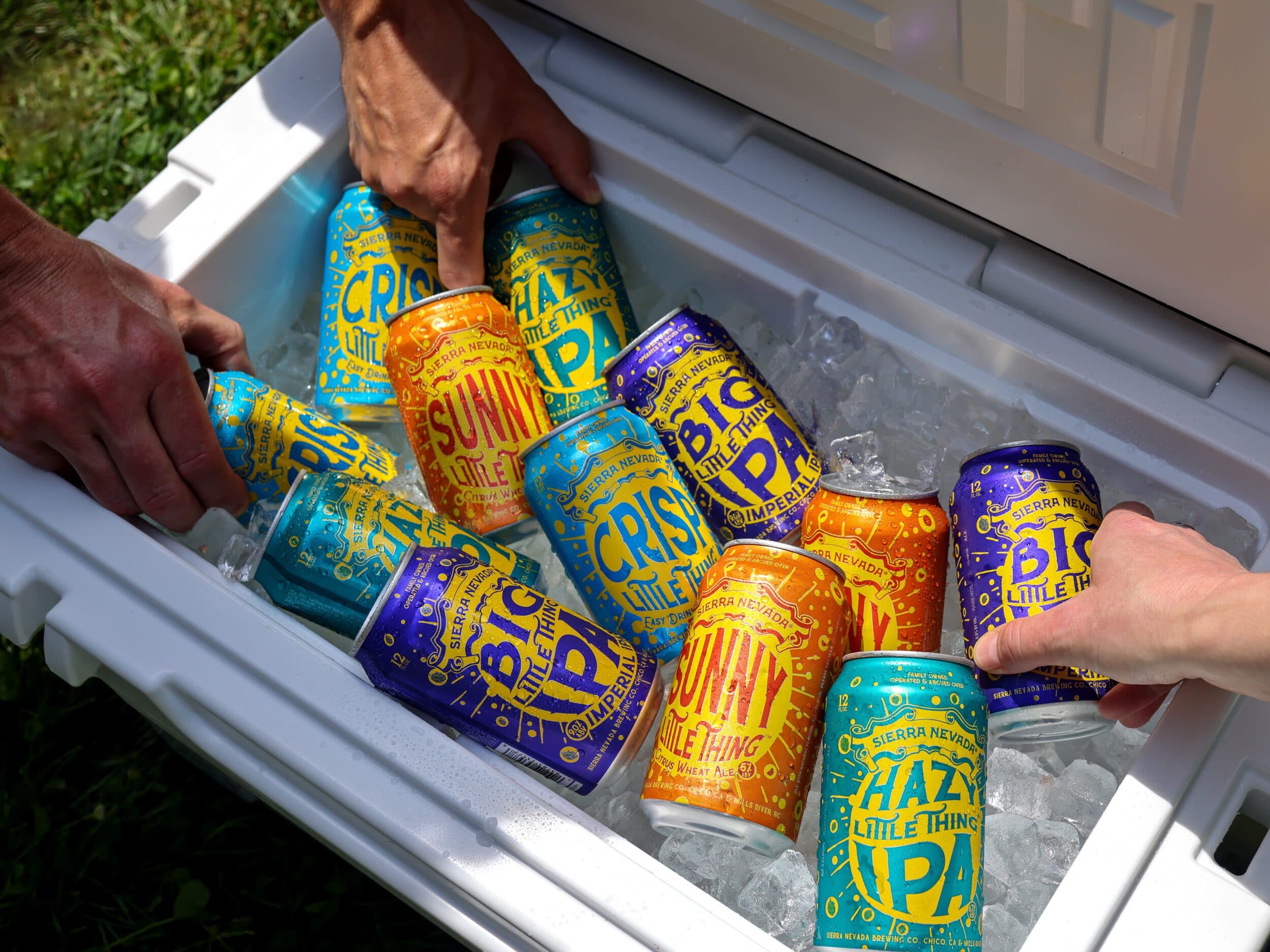 Little Things cans in a cooler of ice