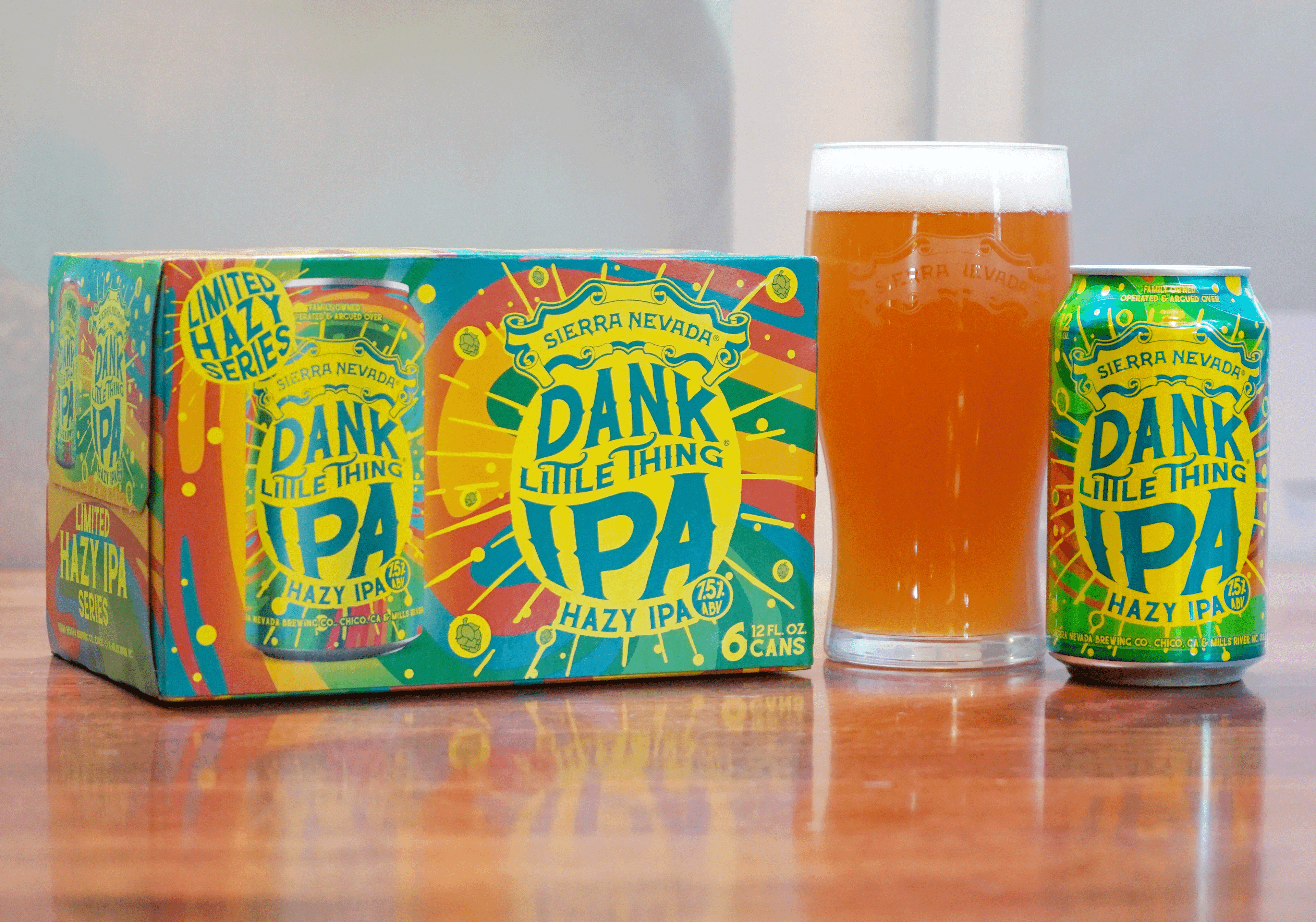 Dank Little Thing 6-pack and pint on table
