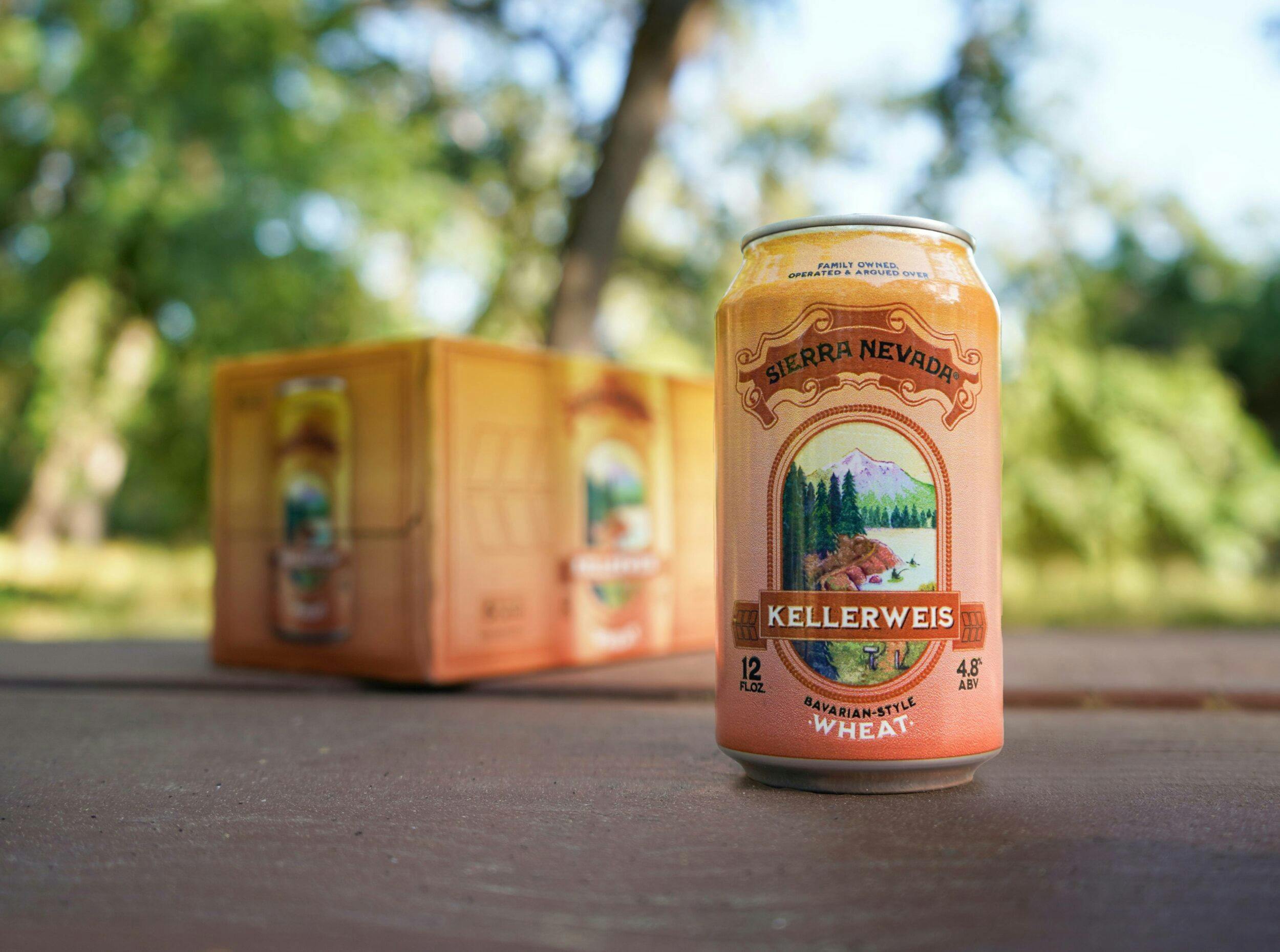 Kellerweis 6-pack and can outside on table
