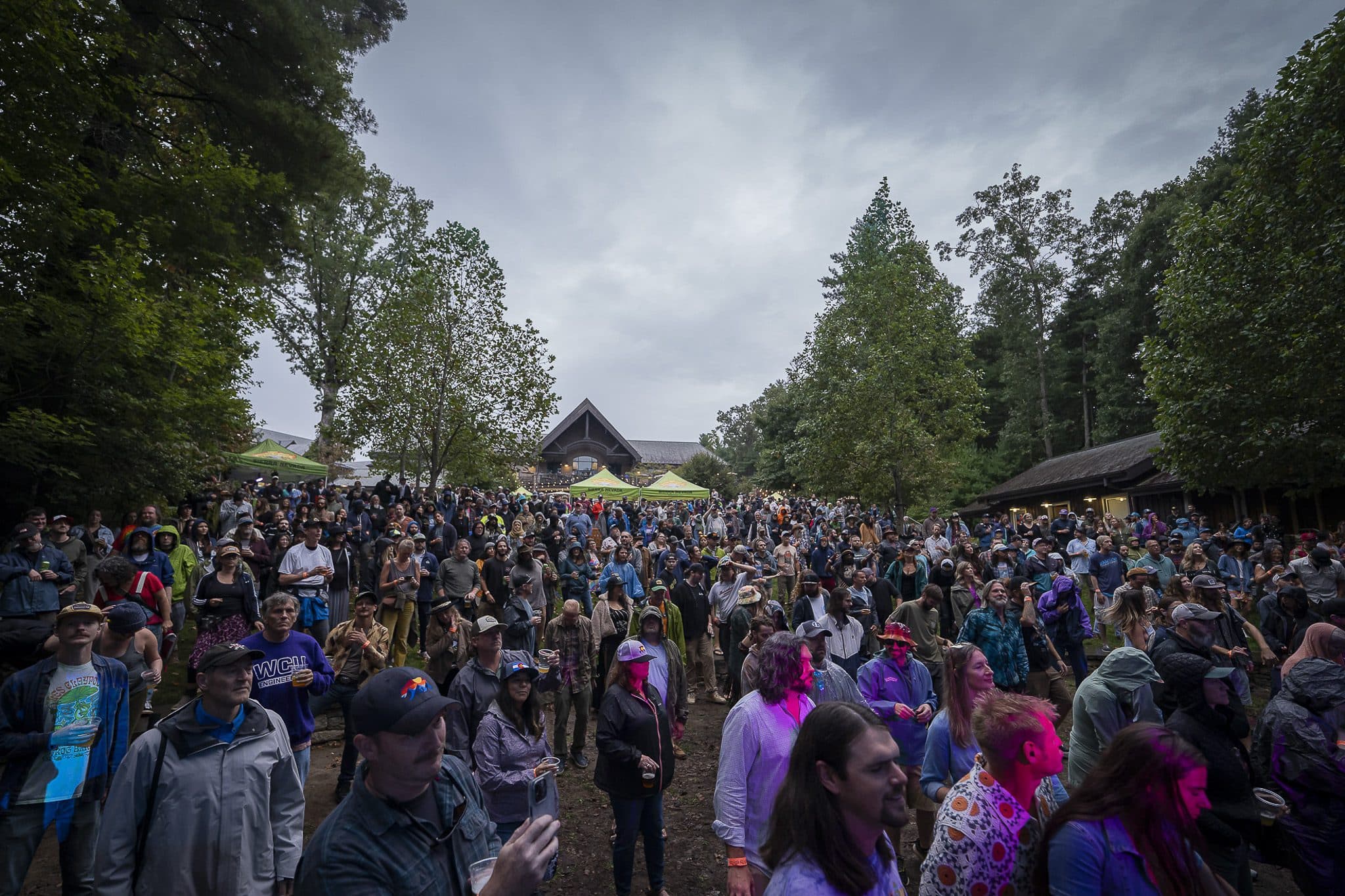 Crowd dances and listens to live music during event at Sierra Nevada
