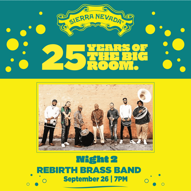 Rebirth Brass Band standing near a wall