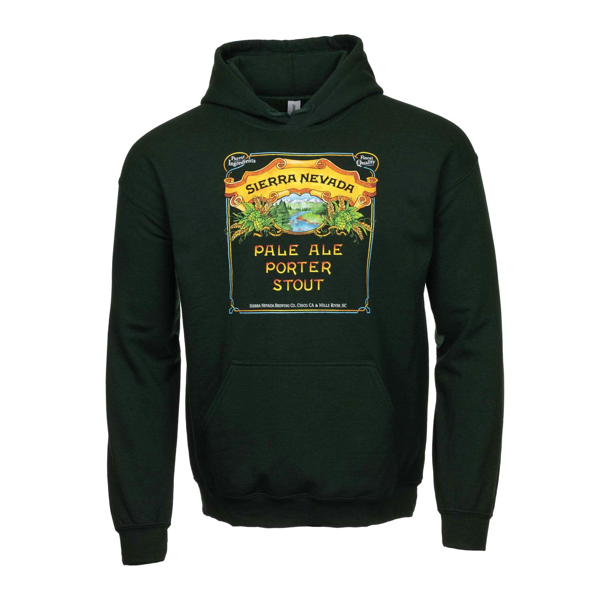 Sierra Nevada Pale-Porter-Stout Hooded Sweatshirt Forest Green - Image of front