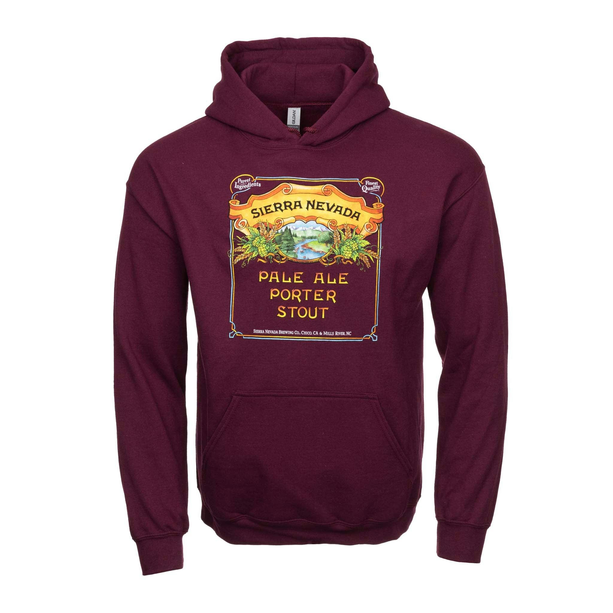 Sierra Nevada Pale-Porter-Stout Hooded Sweatshirt Maroon - Front