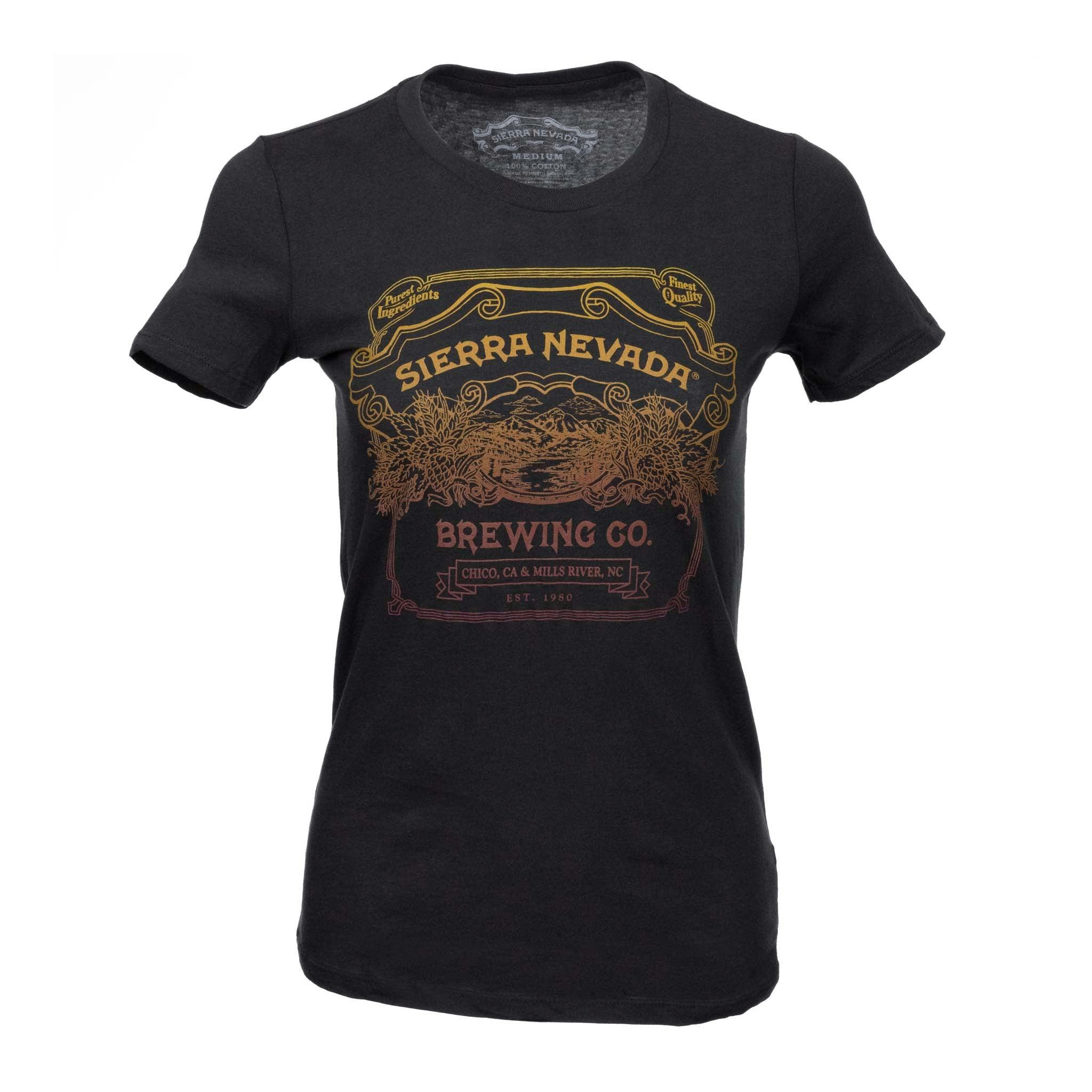 Sierra Nevada Women's Handcrafted T-Shirt Black - Front view