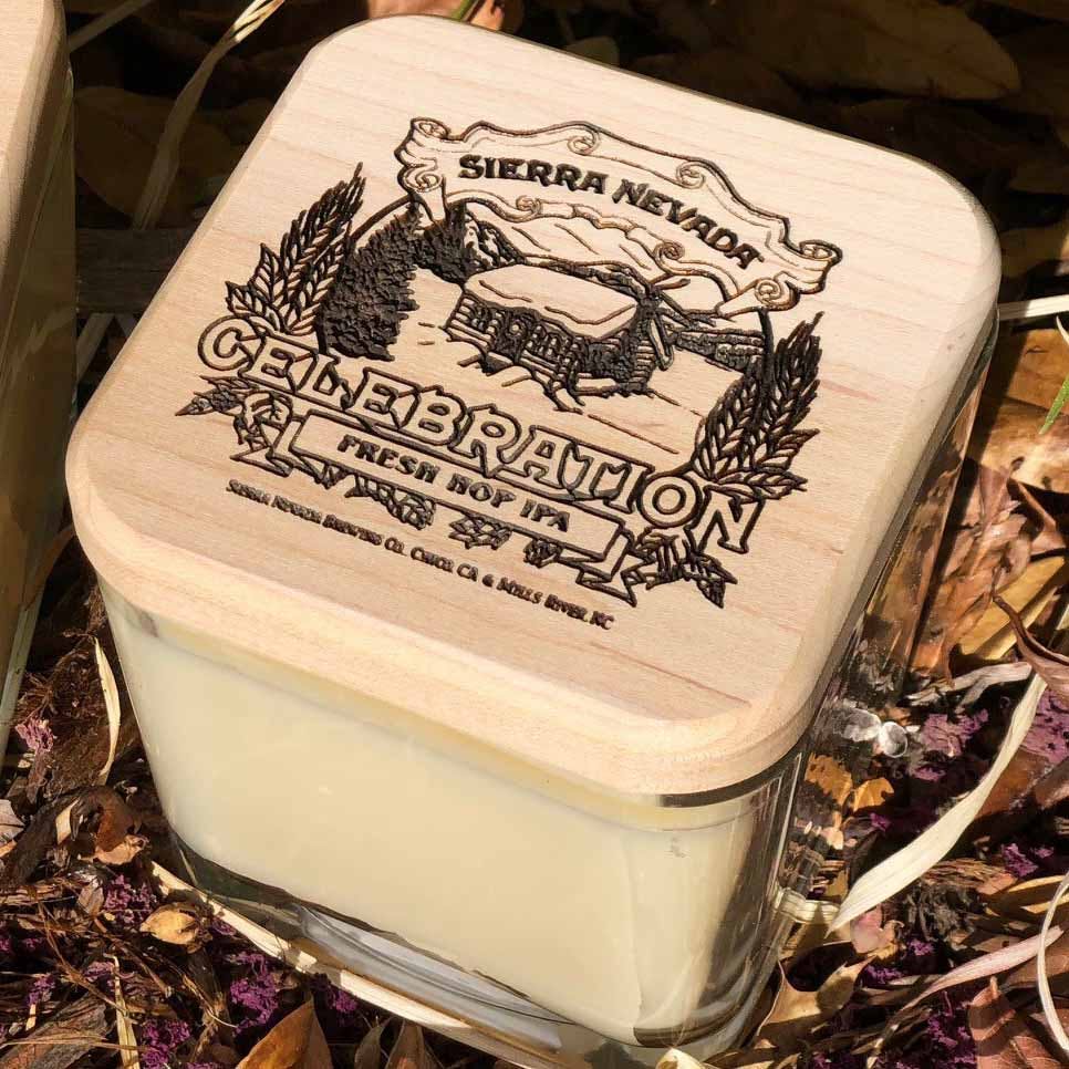 Sierra Nevada Celebration soy candle with reusable coaster