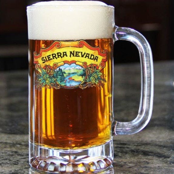 Sierra Nevada tankard mug filled with beer