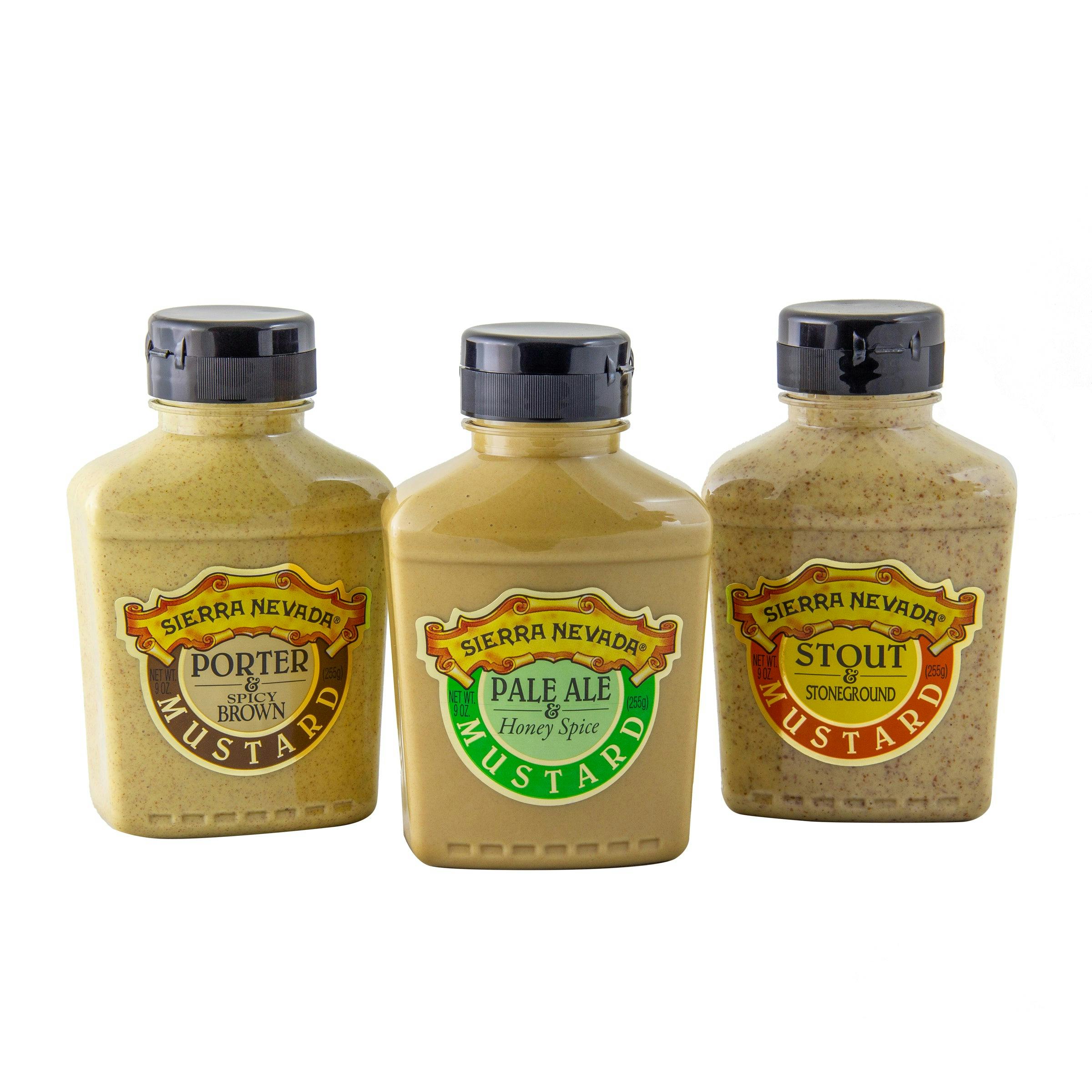 Trio of Sierra Nevada mustard bottles