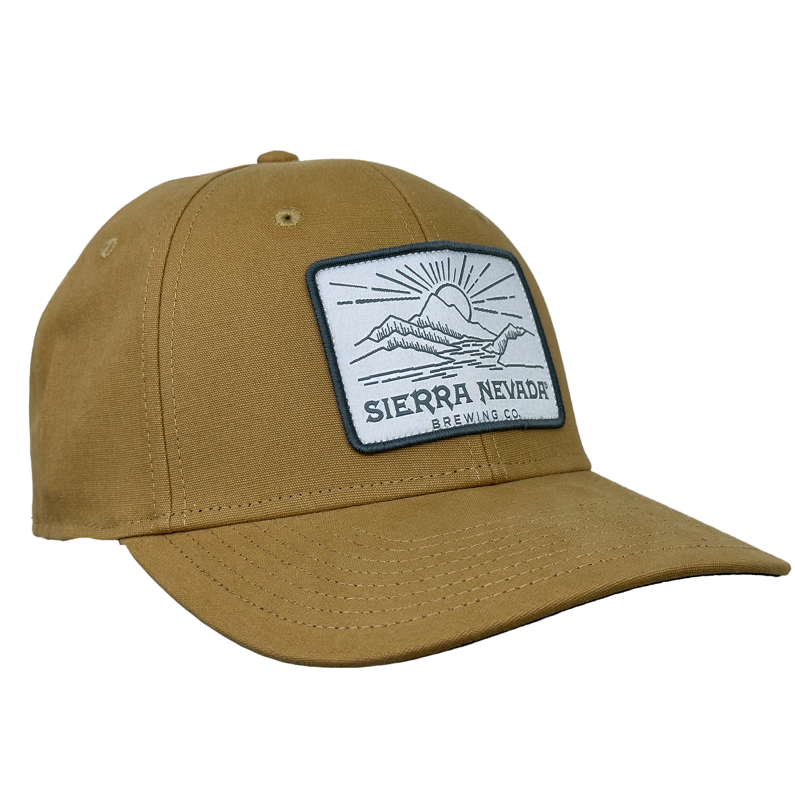 Sierra Nevada Line Art Hat Gold front view with patch