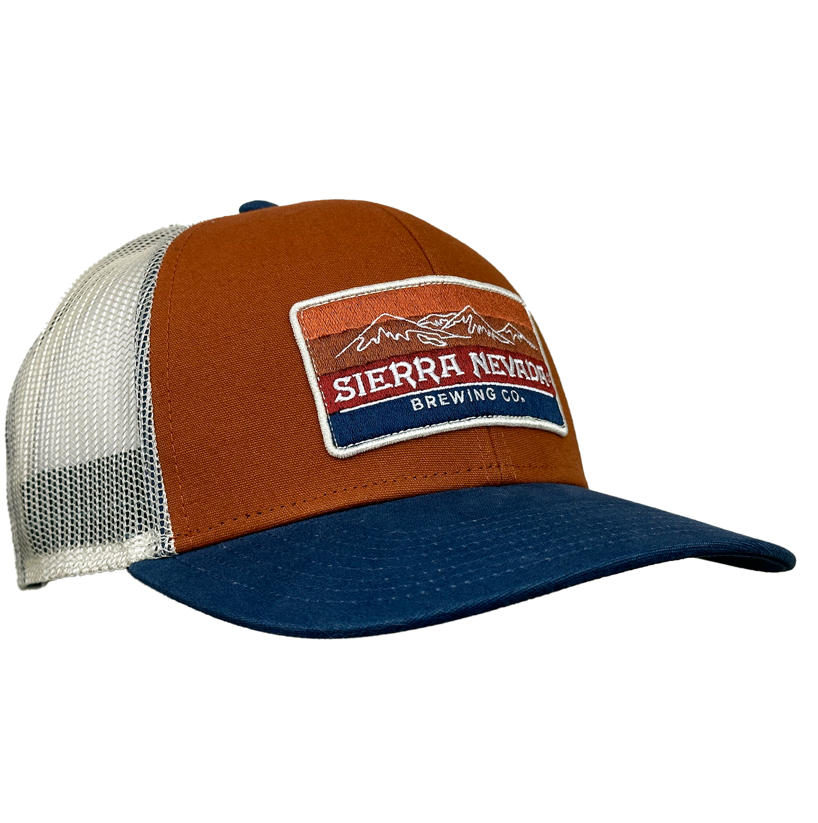 Front view of Sierra Nevada's Rusty Mountain Gradient Trucker Hat