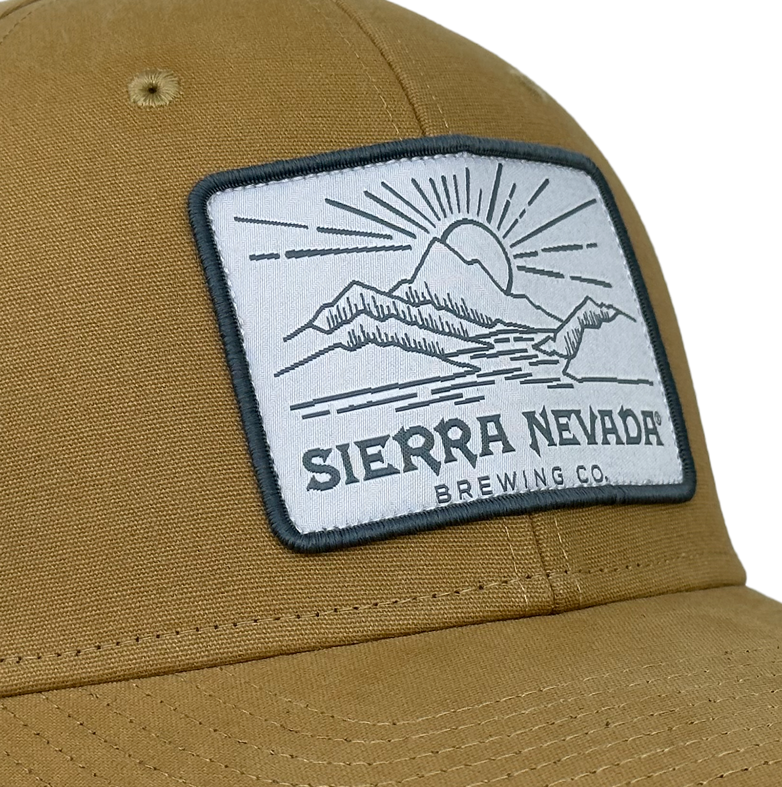 Close-up detail shot of the Sierra Nevada patch on the Line Art Hat