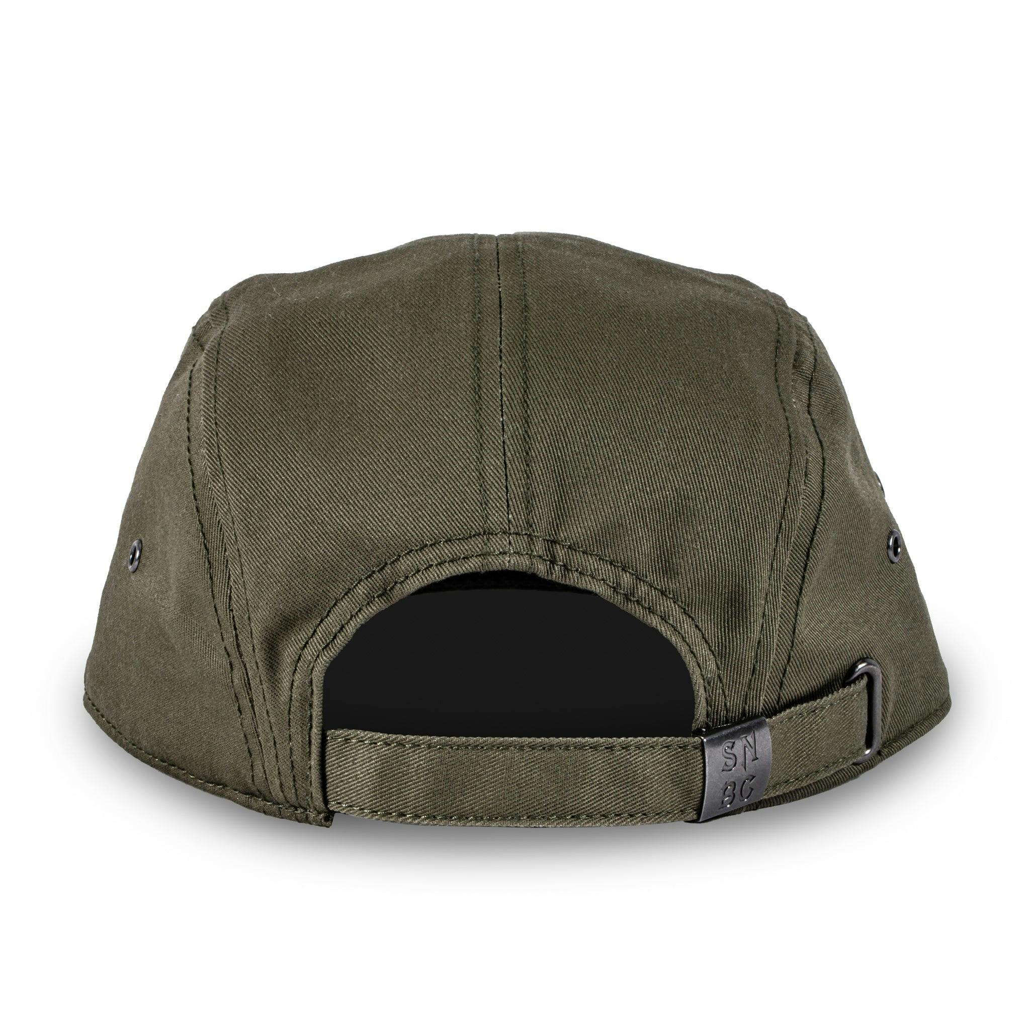 Back view of the Sierra Nevada diamond patch green camper hat