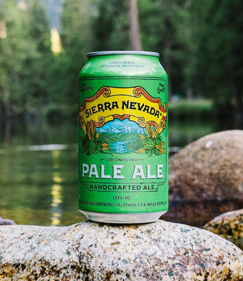 Pale Ale beer can by lakeside
