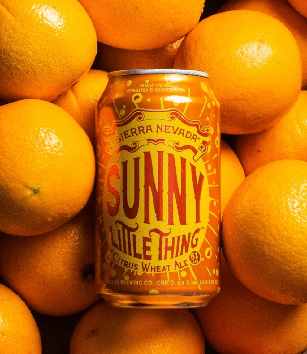 Sunny Little Thing Citrus Wheat Ale can on oranges