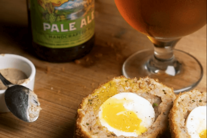 Scotch egg with Pale Ale beer