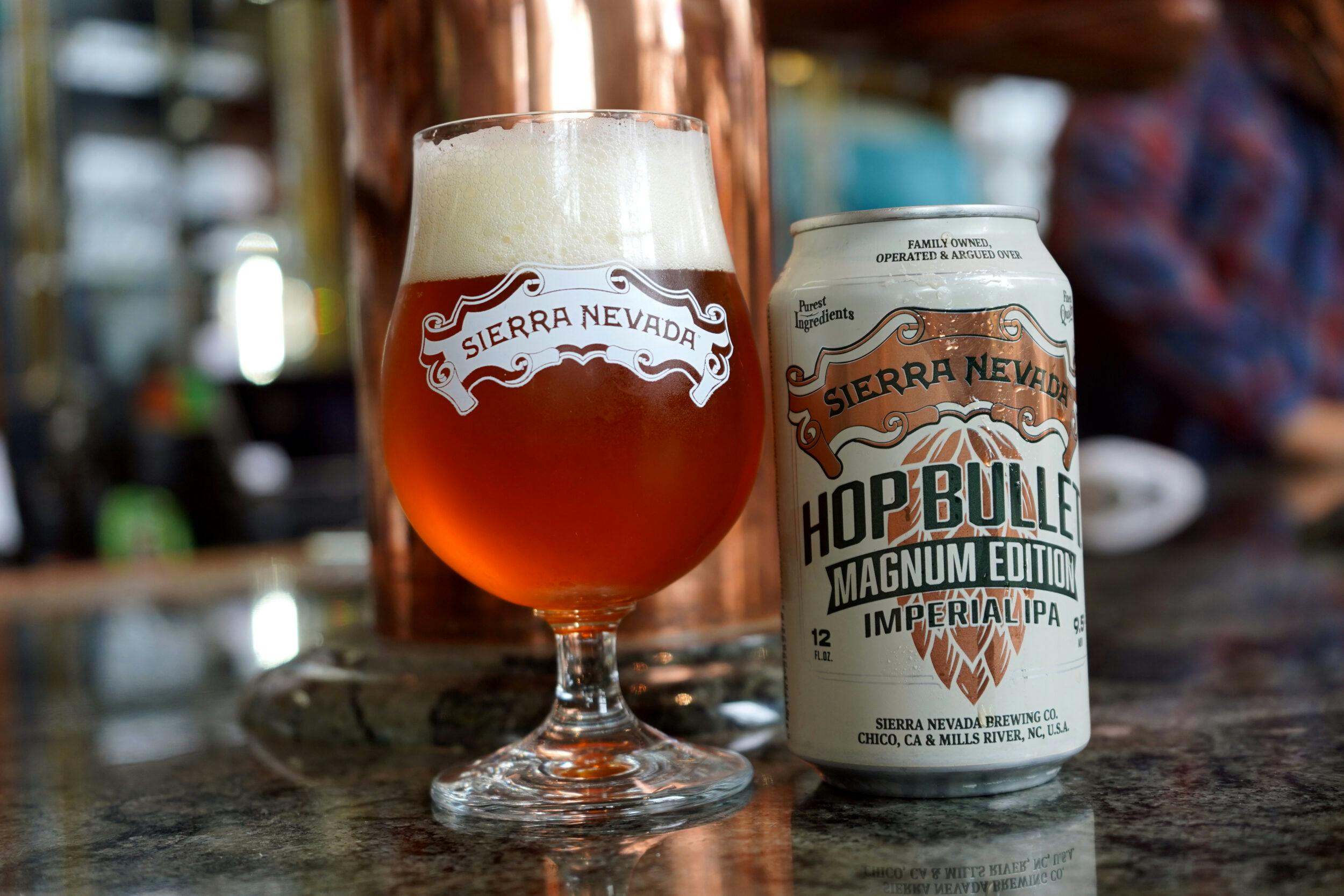 Hop Bullet Magnum can and glass